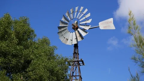 Historical windmill in Australia Stock Footage 119109753