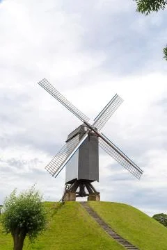 Historical Windmill in Brugge Stock-Fotos