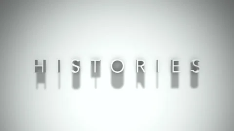 Histories 3D title animation with shadows on a white background Vídeo Stock 296516406
