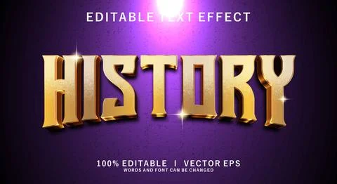 History 3d vector text effect with modern style design Stock Illustration