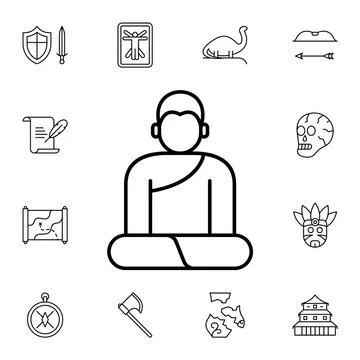 History, buddhism flat vector icon in history pack Stock Illustration