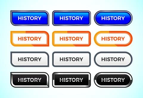 History button set of different shapes and colors. Suitable for mobile app,.. Stockillustratie