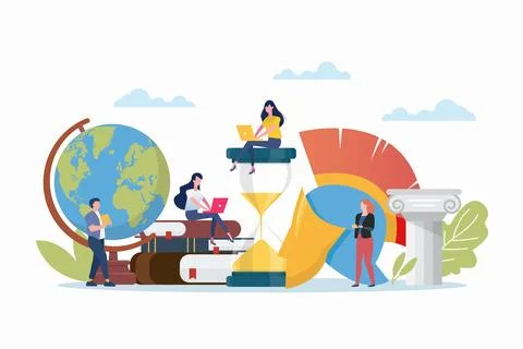 History class with ancient elements. Illustrazione stock