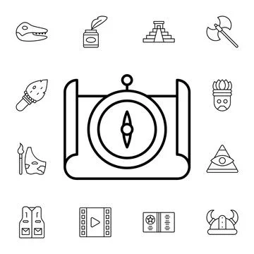 History, compass, map flat vector icon in history pack Stock Illustration