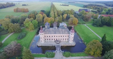 History: Drone coming down in front of fairytale castle Stock Footage 69713885