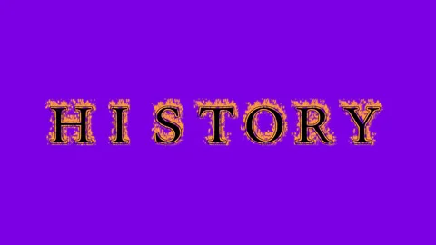 History fire text effect violet background Stock Footage 136245324