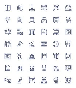 History including 42 High Resolution Regular Line Vector Illustrations Stock Illustration