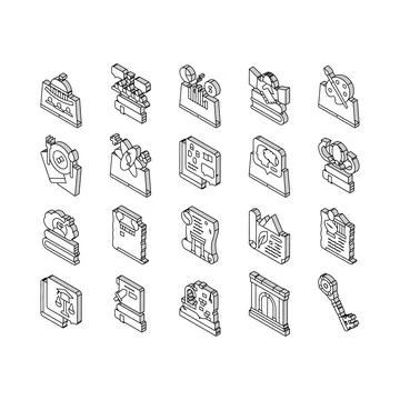 History Learn Educational Lesson isometric icons set vector 스톡 일러스트