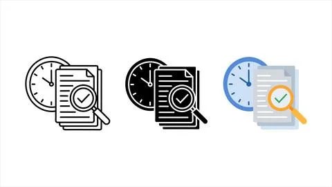 History log and document audit icon set Illustrazione stock