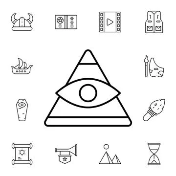 History, pyramid, eye flat vector icon in history pack Stock Illustration