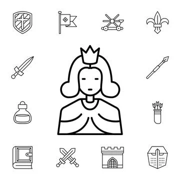 History, queen flat vector icon in history pack Stock Illustration