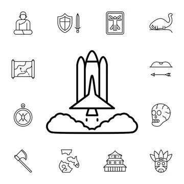History, rocket, launch flat vector icon in history pack Stock Illustration