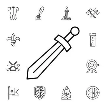 History, sword flat vector icon in history pack Stock Illustration