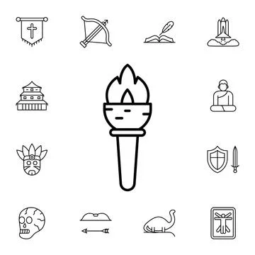 History, torch flat vector icon in history pack Stock Illustration