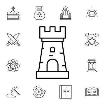 History, tower flat vector icon in history pack Stock Illustration
