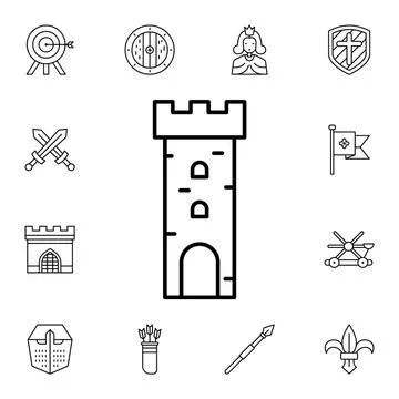 History, tower flat vector icon in history pack Stock Illustration