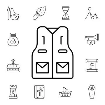 History, vest flat vector icon in history pack Illustrazione stock