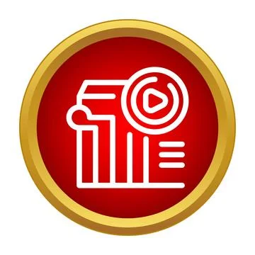 History video player icon on red button イラスト素材