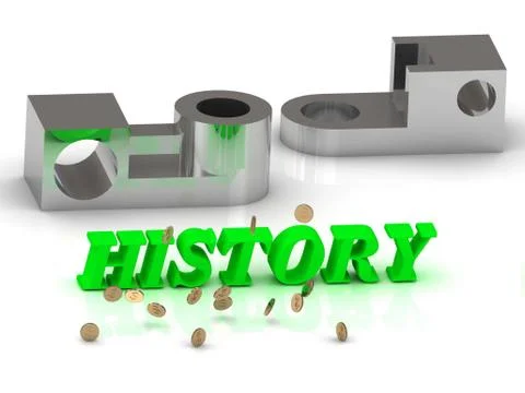 HISTORY- words of color letters and silver details on white background.. Stock Illustration