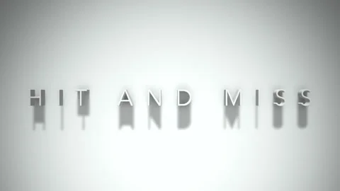 Hit and miss 3D title animation white text on a white background Video stock 298896028