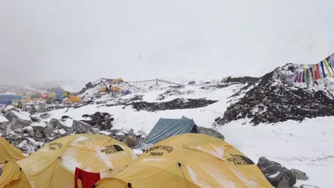 Hit by Avalanche in Everest Base Camp, Everest Basecamp, Nepal - 27 Apr 2015 Stock Footage 205316787
