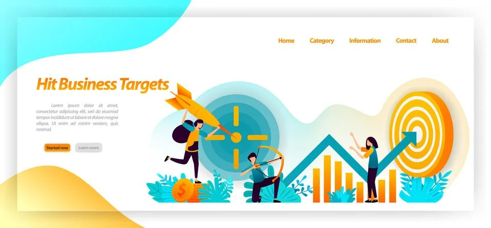 Hit business target. archery achievement goals with strategy and focus on gra Stock Illustration