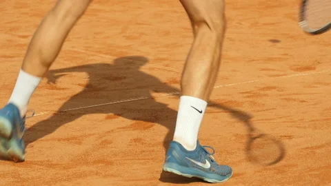 Hit a forehand, shadow tennis player Stock Footage 117113443