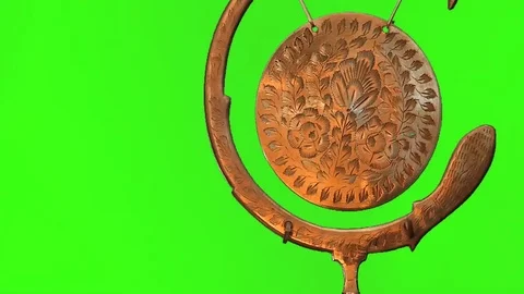 Hit to the gong slow motion chroma key Stock Footage 69220105