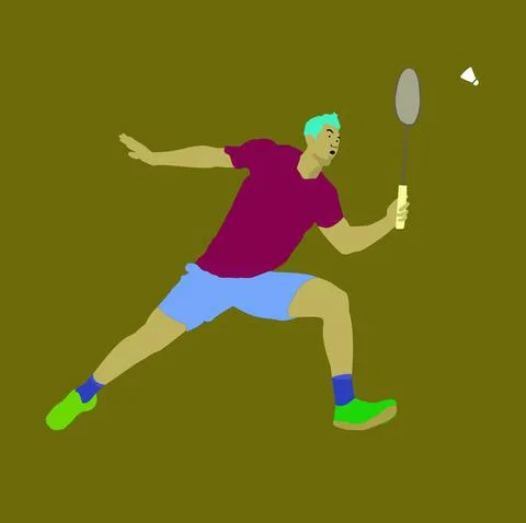 Hit The Shuttlecock Behind The Line Stock Illustration