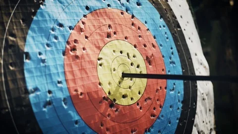 Hit the target in archery competition Stock Footage 92226582