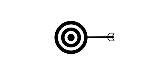 Hit a target or goal with an arrow simple loop animation on white background Stock Footage 237404937