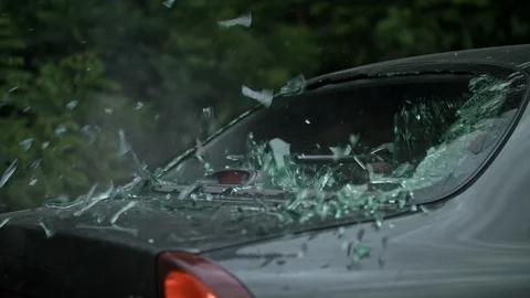 Hit the target. Shoot out of the car. Special operation. Stock-Footage 107523631