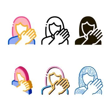 Hit woman set icon vector outline Stock Illustration