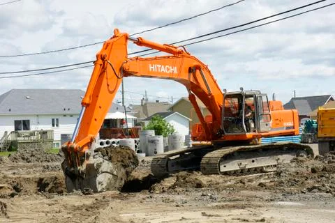 Hitachi orange digger Stock Photos