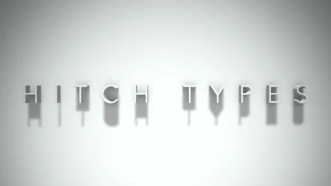 Hitch types 3D title animation with shadows on a white background Stock Footage 297381690