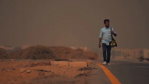 Hitchhiker looking for a ride Stock Footage 108587059
