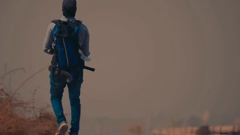 Hitchhiker looking for a ride Stock Footage 108587227