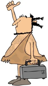 Hitchhiking caveman Stock Illustration