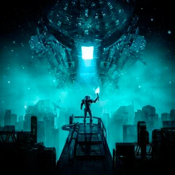 Hitching a ride Illustrazione stock