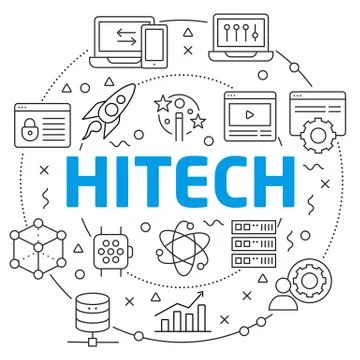 Hitech Linear illustration slide Stock Illustration