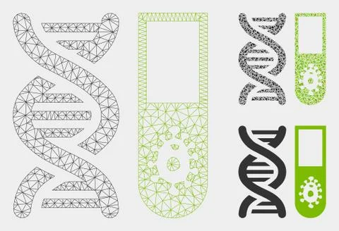 Hitech Microbiology Vector Mesh Wire Frame Model and Triangle Mosaic Icon 스톡 일러스트