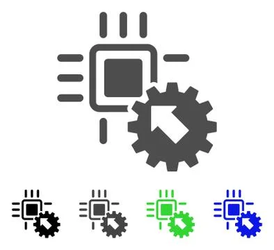 Hitech Processor And Gear Integration Flat Icon 스톡 일러스트