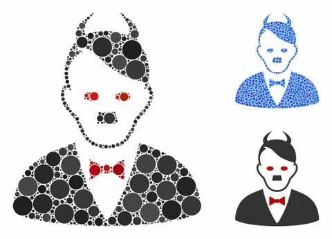 Hitler Devil Composition Icon of Circles Stock Illustration