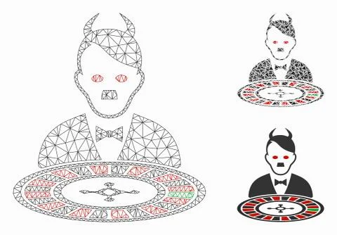 Hitler Devil Roulette Croupier Vector Mesh Wire Frame Model and Triangle Mosaic Stock Illustration
