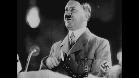 Hitler gives a brave speech, people hail at him in agreement - 1934-1945 Stock Footage
