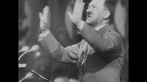 Hitler gives a motivational speech and prepares men for the war - 1929-1945 Stock Footage