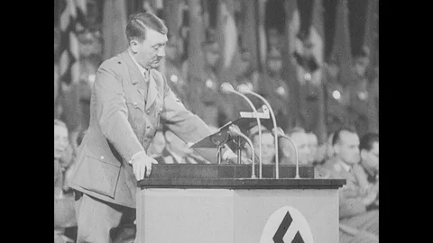 Hitler giving speech Stock Footage 103390432