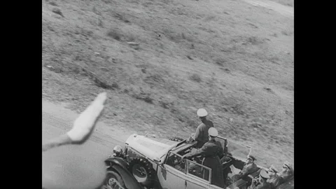 Hitler is saluted by workers, inspects work on Siegfried Line Stock Footage 252530335