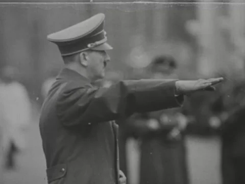Hitler salutes troops Stock Footage 229053110