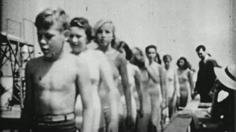 Hitler Youth Nazi SWIMMING Teen Team Sch... | Stock Video